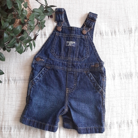 Oshkosh Vestbak Denim Shortalls size 9 months - Picture 1 of 8